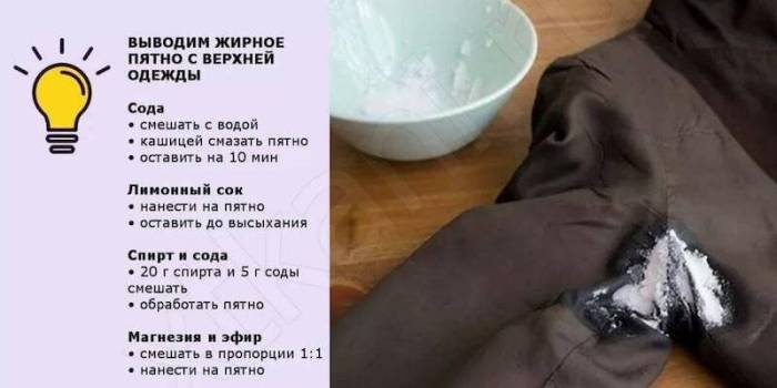 Как удалить жирное пятно с одежды в домашних условиях