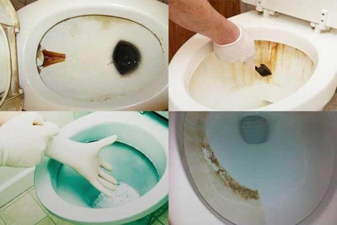 Эффективные методы очистки унитаза от известкового налета и мочевого камня в домашних условиях