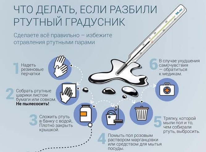 Что делать если разбился градусник с ртутью, как собрать ртуть
